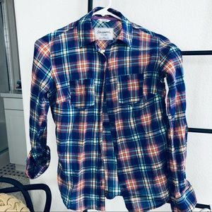 Aeropostale Signature Blue Plaid Long Sleeve Shirt XS